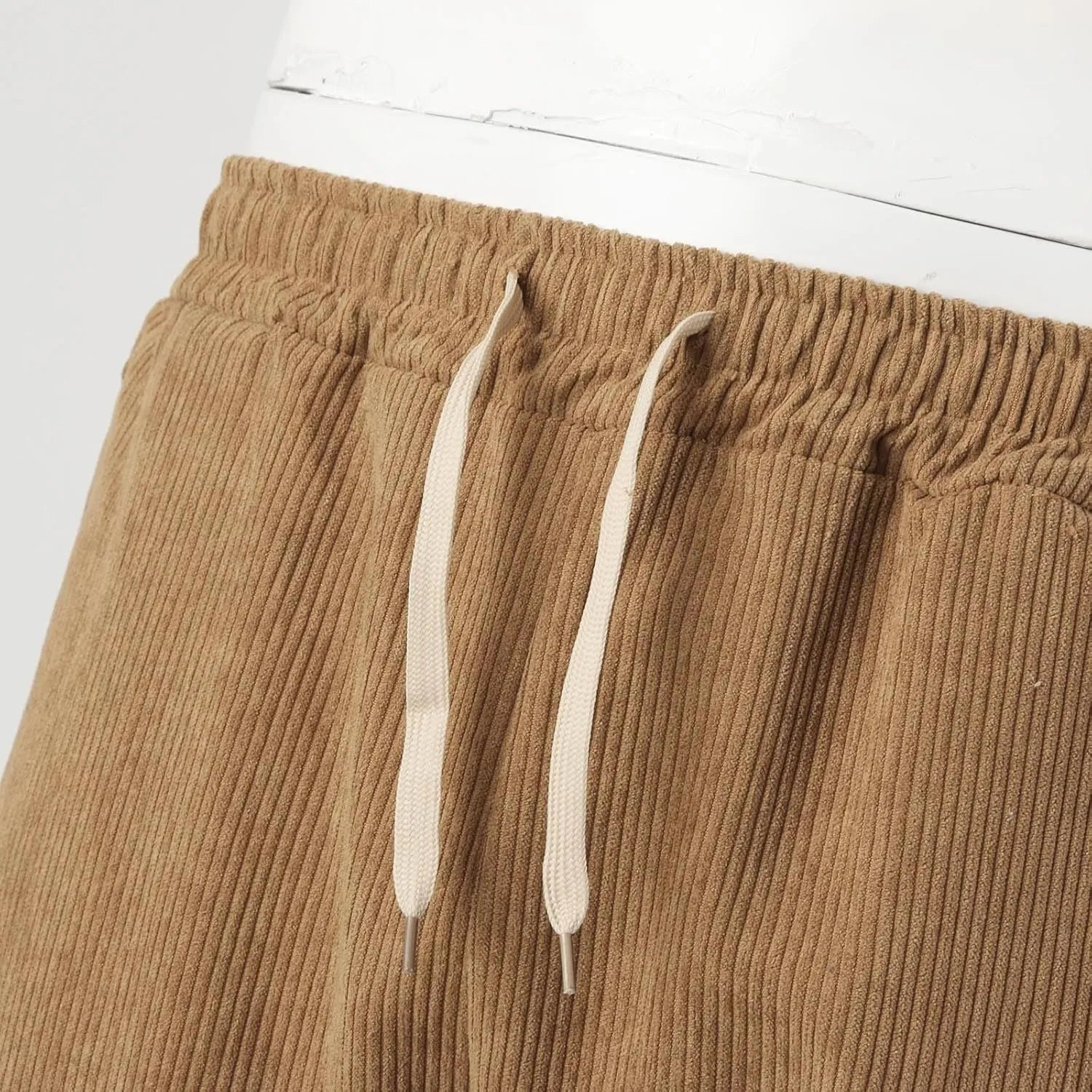 Corduroy Pants for Men, Men's Corduroy Pants Jogger Baggy Wide Leg Stretch Elastic Waist Drawstring Relax Fit Trousers