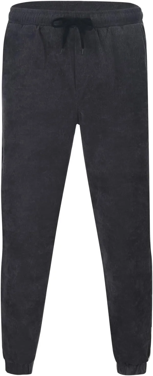 Corduroy Pants for Men, Men's Corduroy Pants Jogger Baggy Wide Leg Stretch Elastic Waist Drawstring Relax Fit Trousers