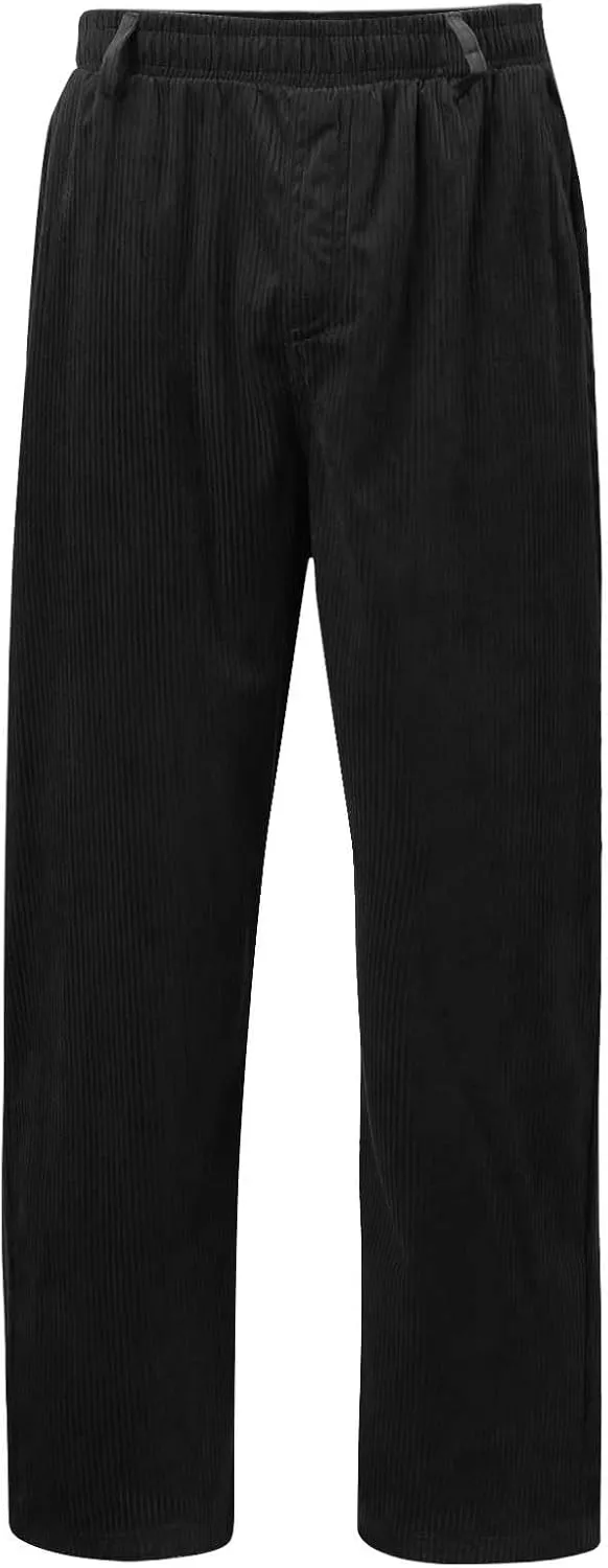 Corduroy Pants for Men, Men's Corduroy Pants Jogger Baggy Wide Leg Stretch Elastic Waist Drawstring Relax Fit Trousers