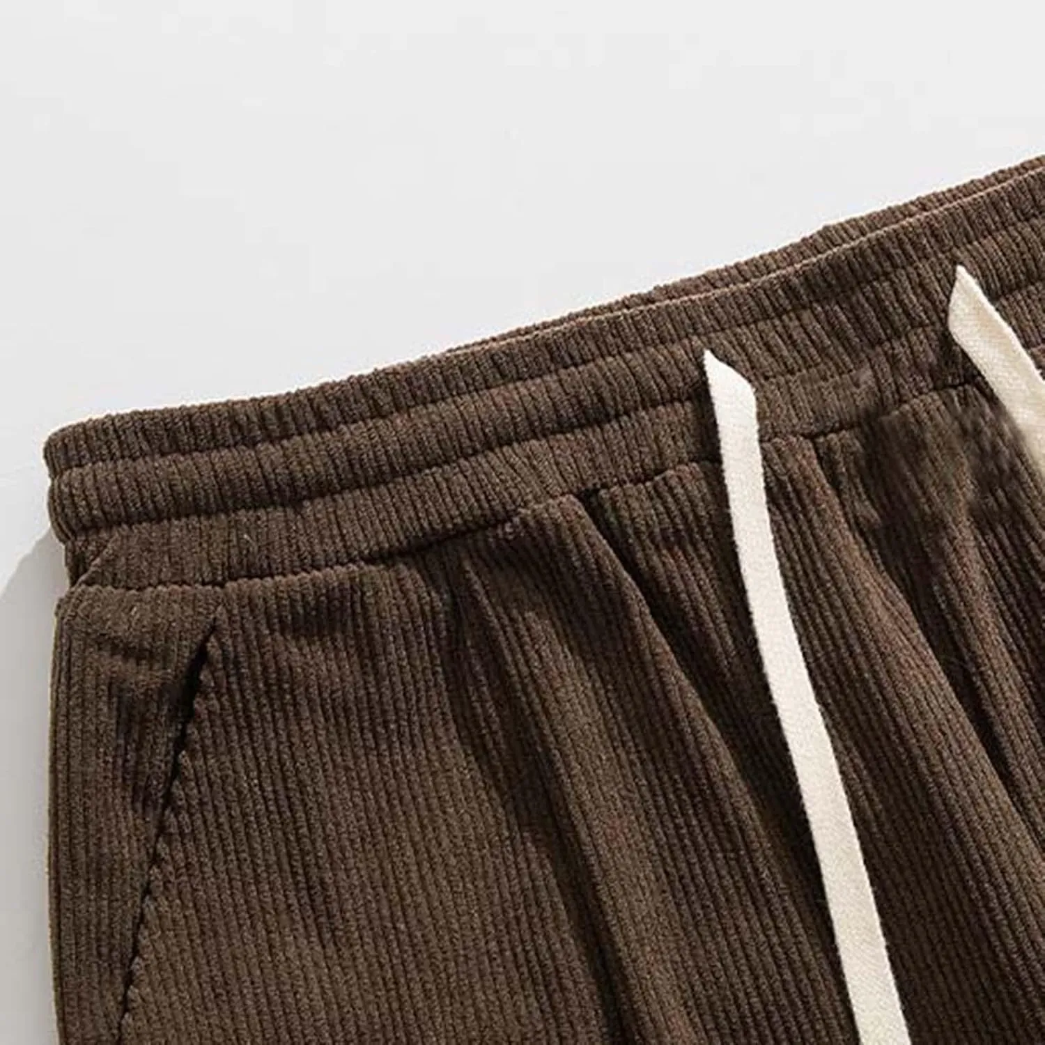 Corduroy Pants for Men, Men's Corduroy Pants Jogger Baggy Wide Leg Stretch Elastic Waist Drawstring Relax Fit Trousers