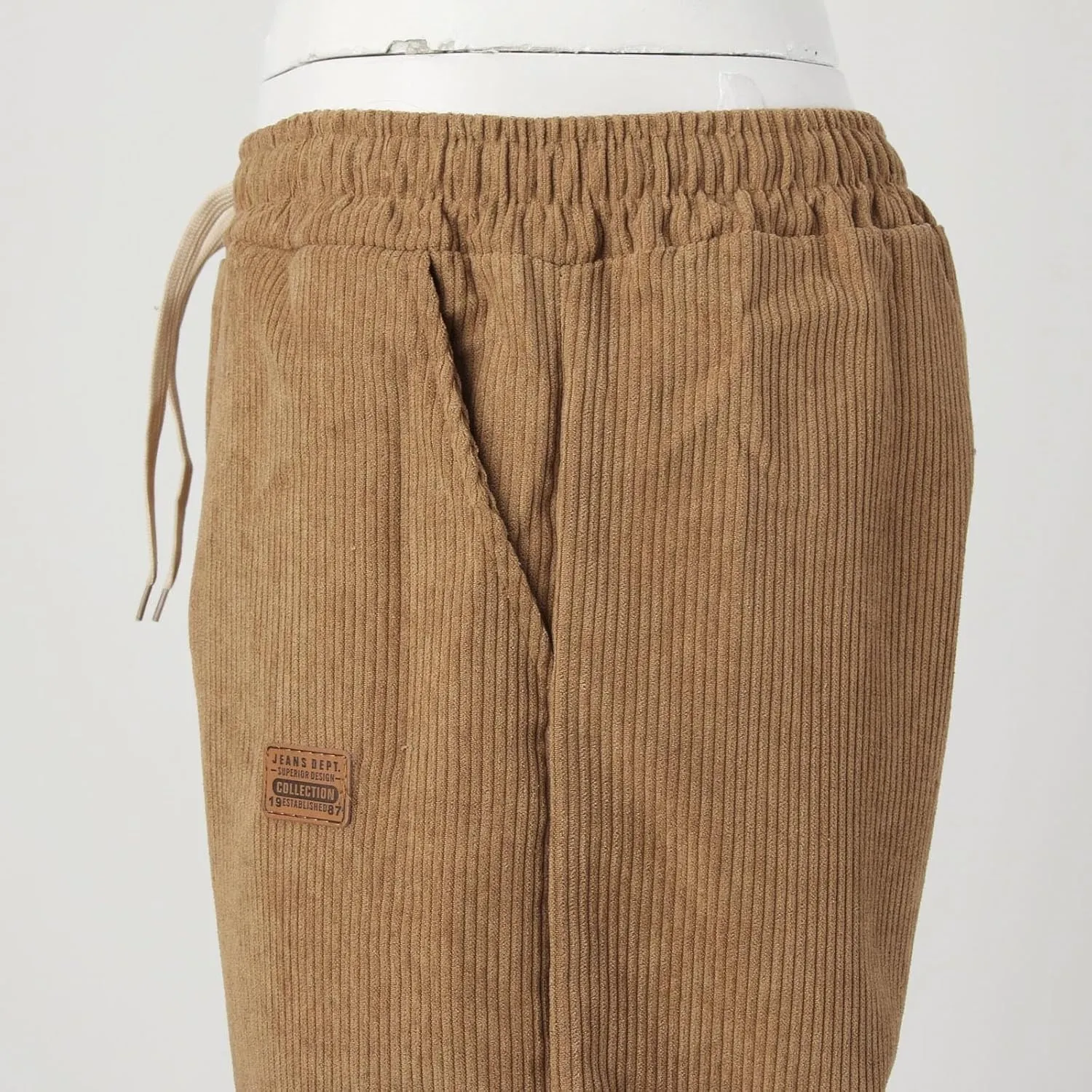 Corduroy Pants for Men, Men's Corduroy Pants Jogger Baggy Wide Leg Stretch Elastic Waist Drawstring Relax Fit Trousers