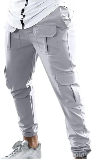 Cotton Joggers for Men Casual Drawstring Athletic Jogger Gym Workout Jogging Pants Straight Cargo Pants Sweatpants