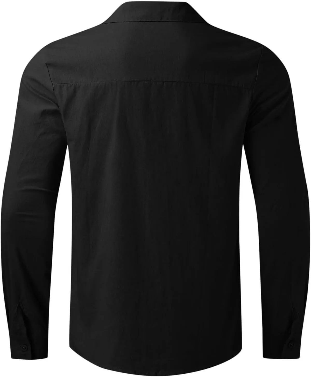 Cotton Linen Long Sleeve Button Down Shirts for Men Casual Solid Lapel Quick Dry Regular Fit Lightweight Breathable Tops