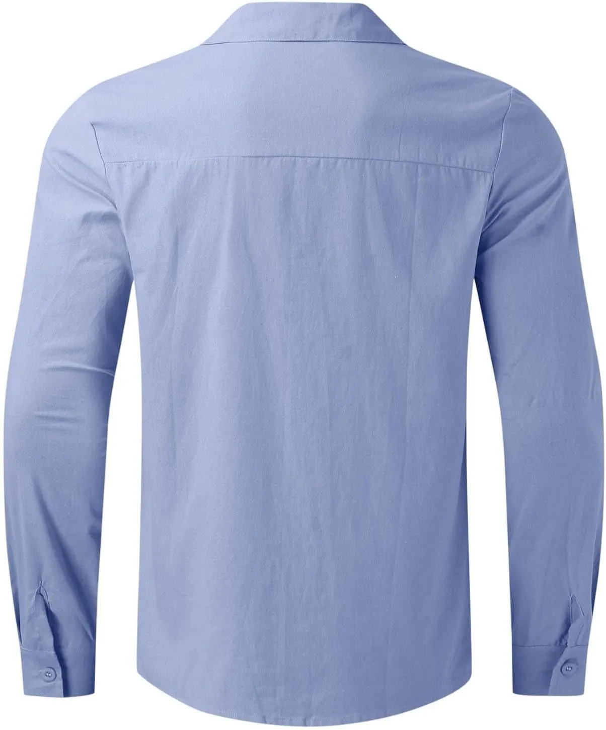 Cotton Linen Long Sleeve Button Down Shirts for Men Casual Solid Lapel Quick Dry Regular Fit Lightweight Breathable Tops