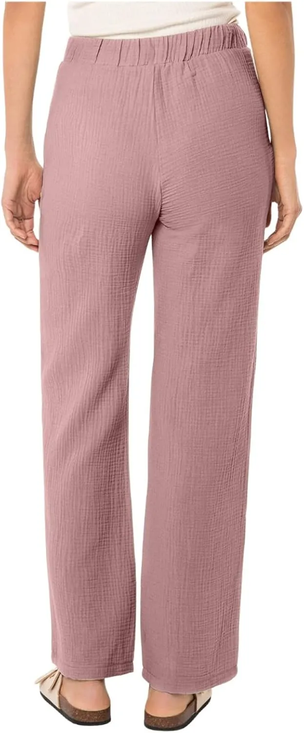 Cotton Linen Pants Women Casual Summer Pants Drawstring Wide Leg Pants with Pockets Soft Boho Petite Joggers Trendy Clothes