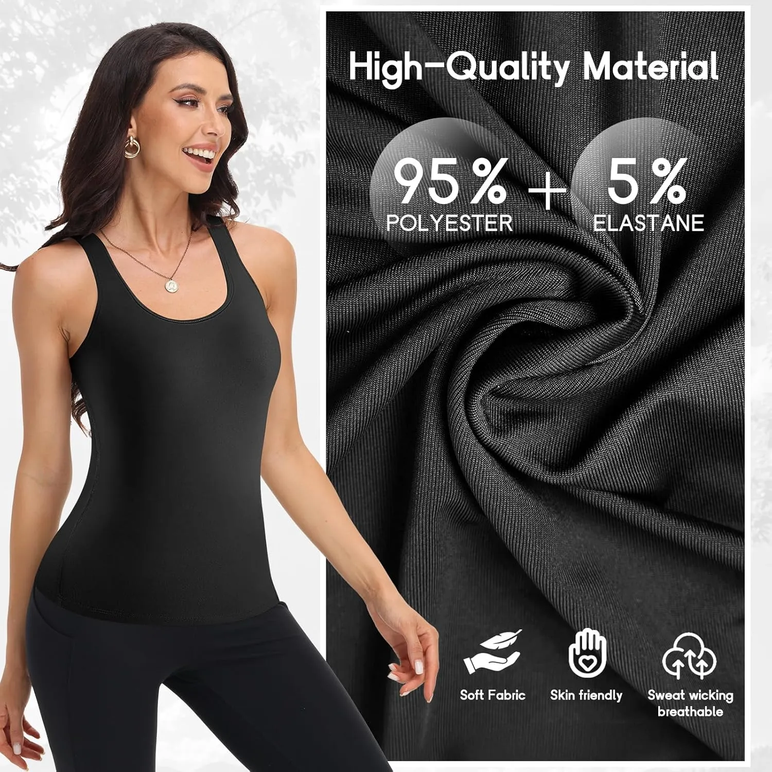 Coume 4 Pack Women's Compression Tank Tops Workout Racerback Tops Basic Sleeveless Athletic Yoga Shirts Dry Fit