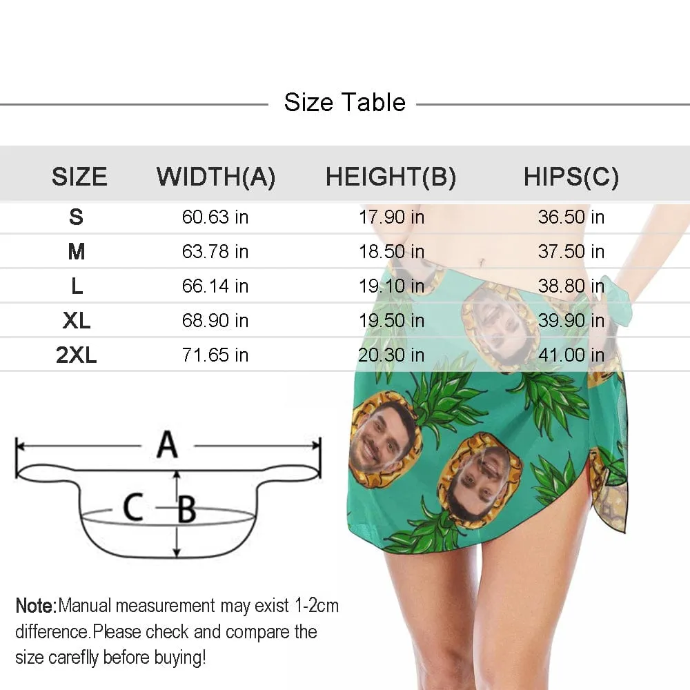 Custom Face Flamingo And Leaves Bikini Cover Up Personalised Short Sarongs Beach Wrap For Women Girls
