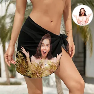 Custom Face Surprise Swim Bikini Coverup Personalised Short Sarongs Beach Wrap For Women Girls