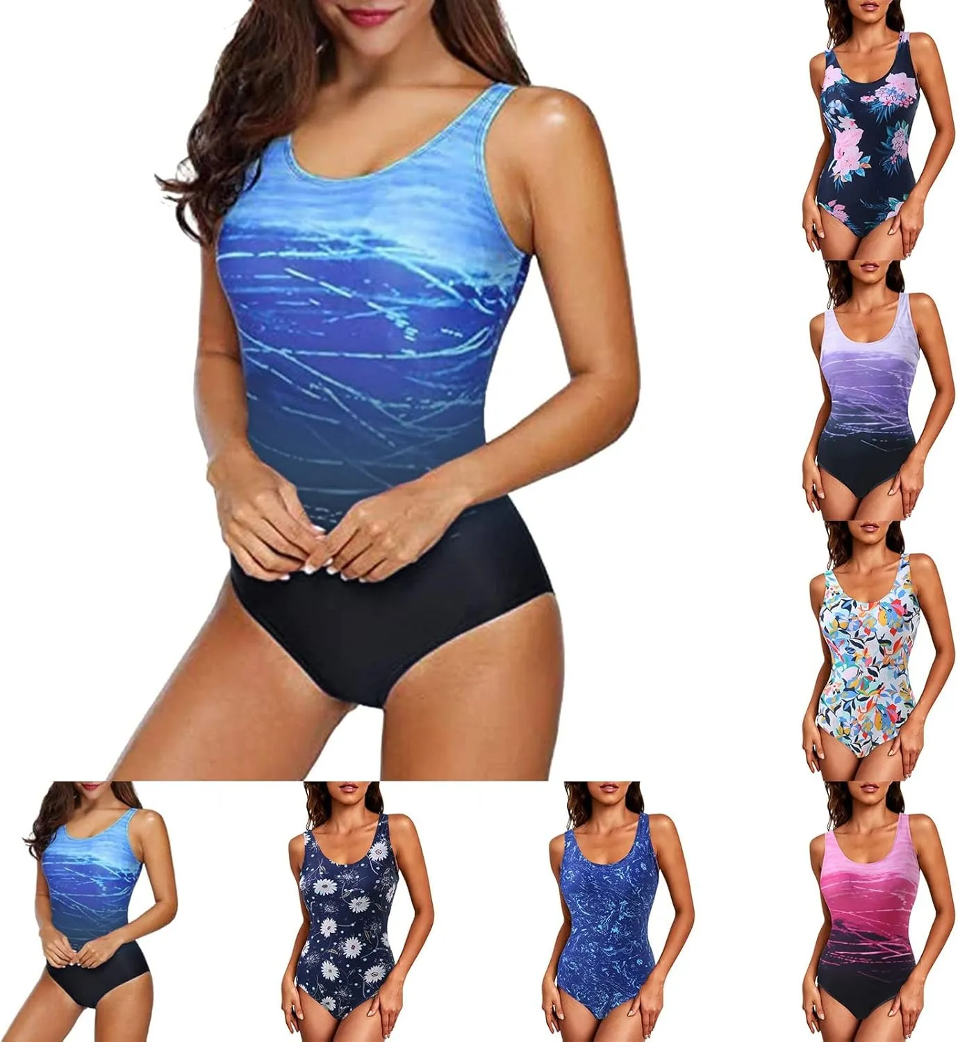 Cute One Piece Swimsuit for Women Ruffle Cutout Bathing Suits Sexy V Neck Lace Up Classic High Waist Swimsuit