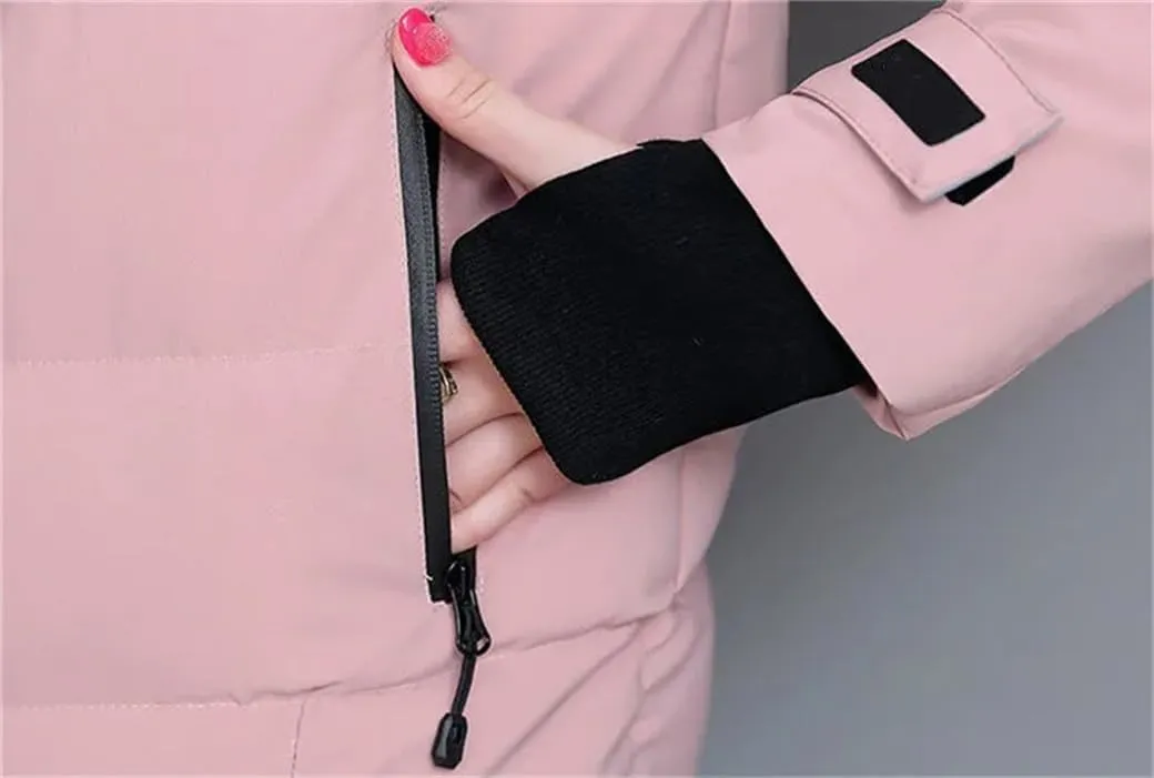 DBFBDTU Women Hooded Down Cotton Jacket Short Padded Jackets Zipper Overcoat Parka Outwear Female Coat