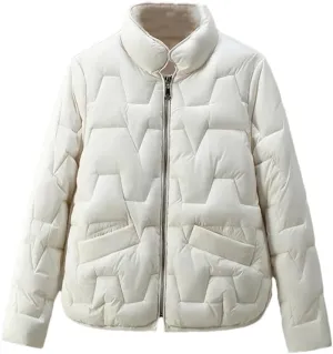 DBFBDTU Women Stand Collar Quilted Jacket Coat Warm Cotton Padded Jackets Slim Short Outwear Streetwear
