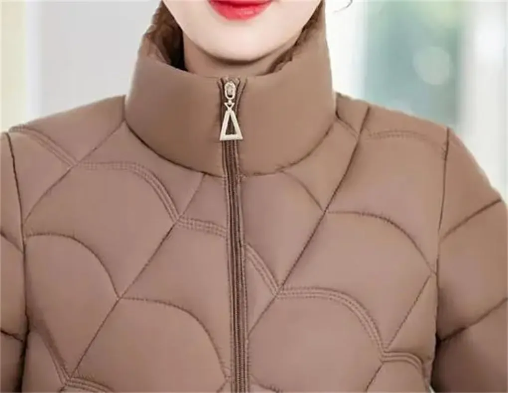 DBFBDTU Women'S Winter Coats Jacket Stand Collar Zipper Short Coat Cotton Padded Warm Outwear