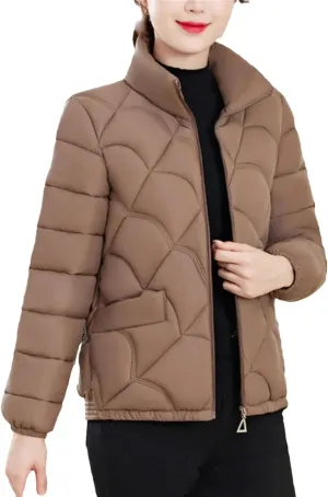DBFBDTU Women'S Winter Coats Jacket Stand Collar Zipper Short Coat Cotton Padded Warm Outwear