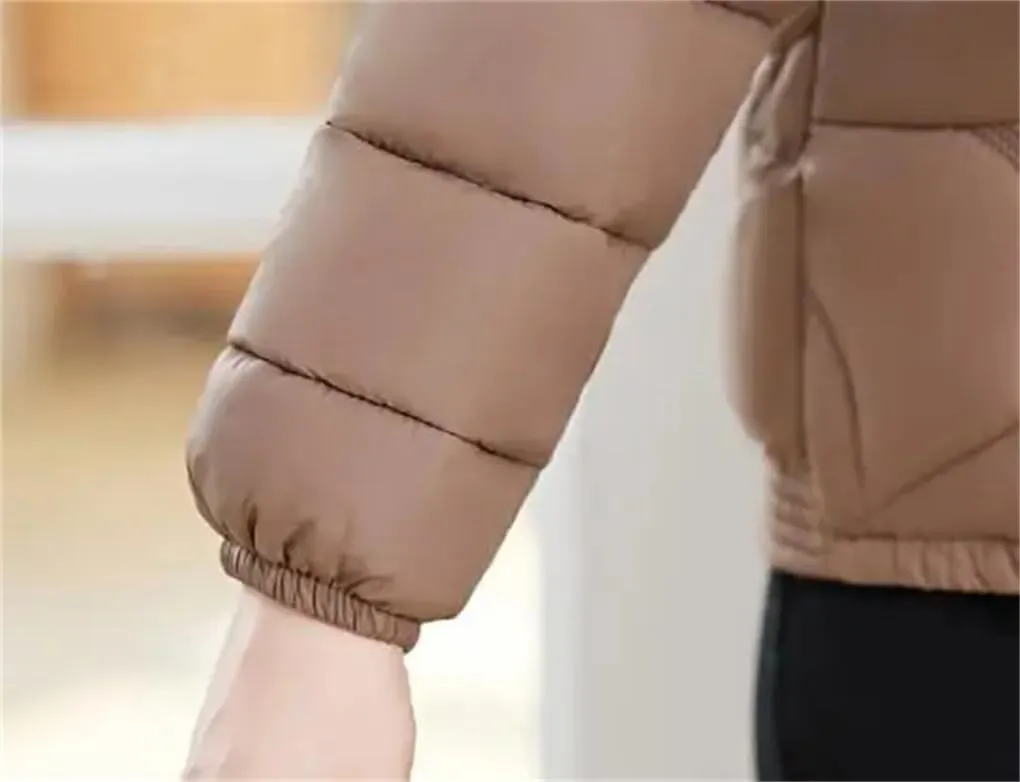 DBFBDTU Women'S Winter Coats Jacket Stand Collar Zipper Short Coat Cotton Padded Warm Outwear