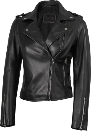 Decrum Leather Jacket Women - Real Lambskin Asymmetrical Style Casual Fashion Leather Jackets For Womens