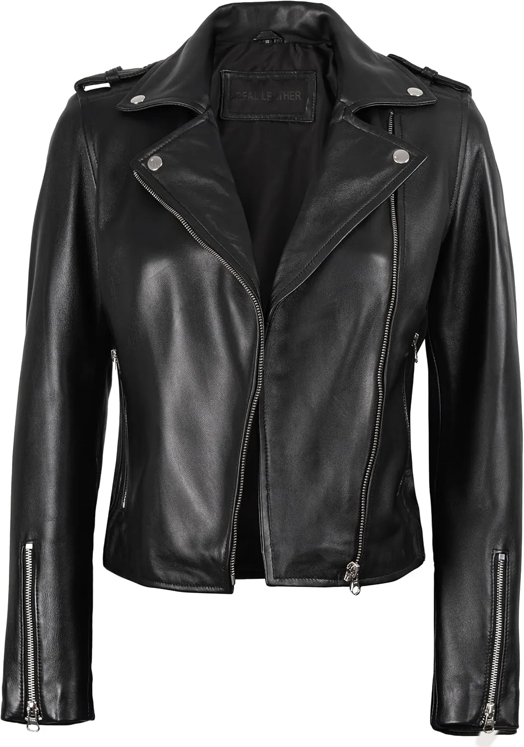 Decrum Leather Jacket Women - Real Lambskin Asymmetrical Style Casual Fashion Leather Jackets For Womens