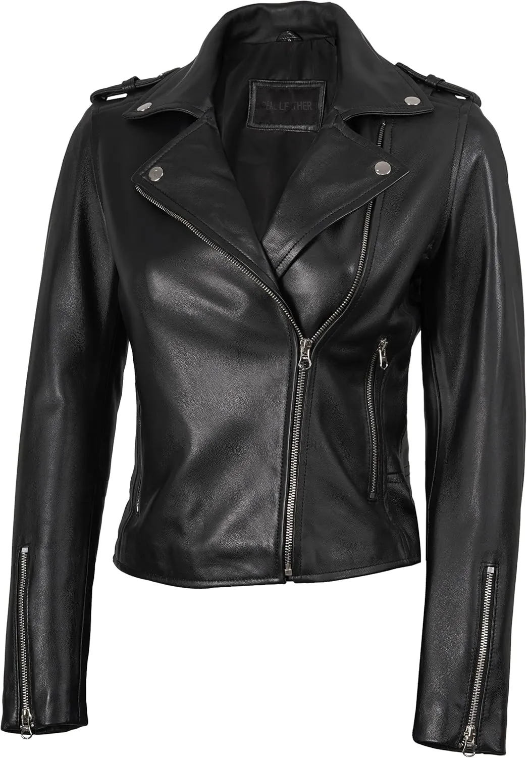 Decrum Leather Jacket Women - Real Lambskin Asymmetrical Style Casual Fashion Leather Jackets For Womens