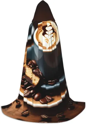Delicious Coffee Hooded Cloak Coat Winter Warm Long Cloak Cosplay Costumes Outerwear Carnivals Hoodies Capes