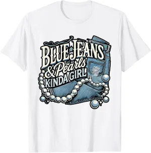 Denim Fabric Blue Jeans Pearls Skinny Jeans Lover T-Shirt