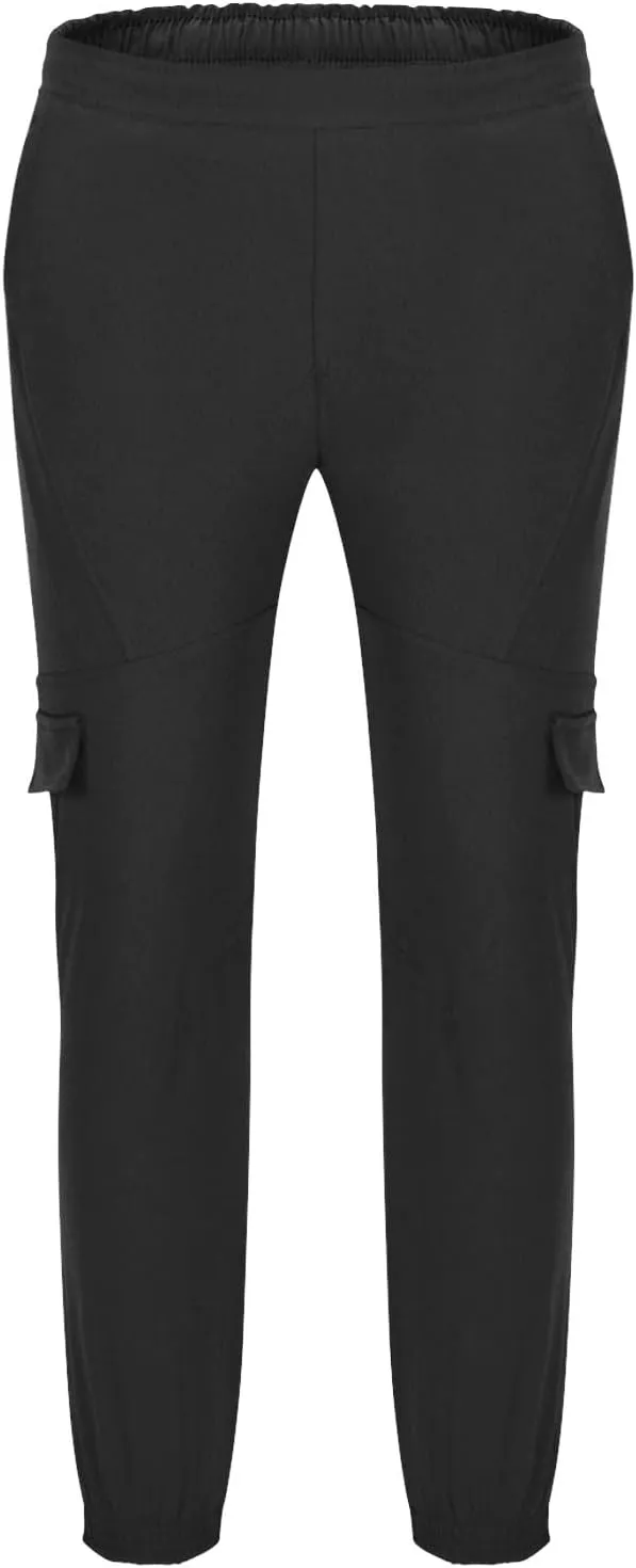 Dgoopd Work Cargo Pants for Men Slim Drawstring Elastic Waist Straight Leg Tactical Pants Multi Pocket Trousers