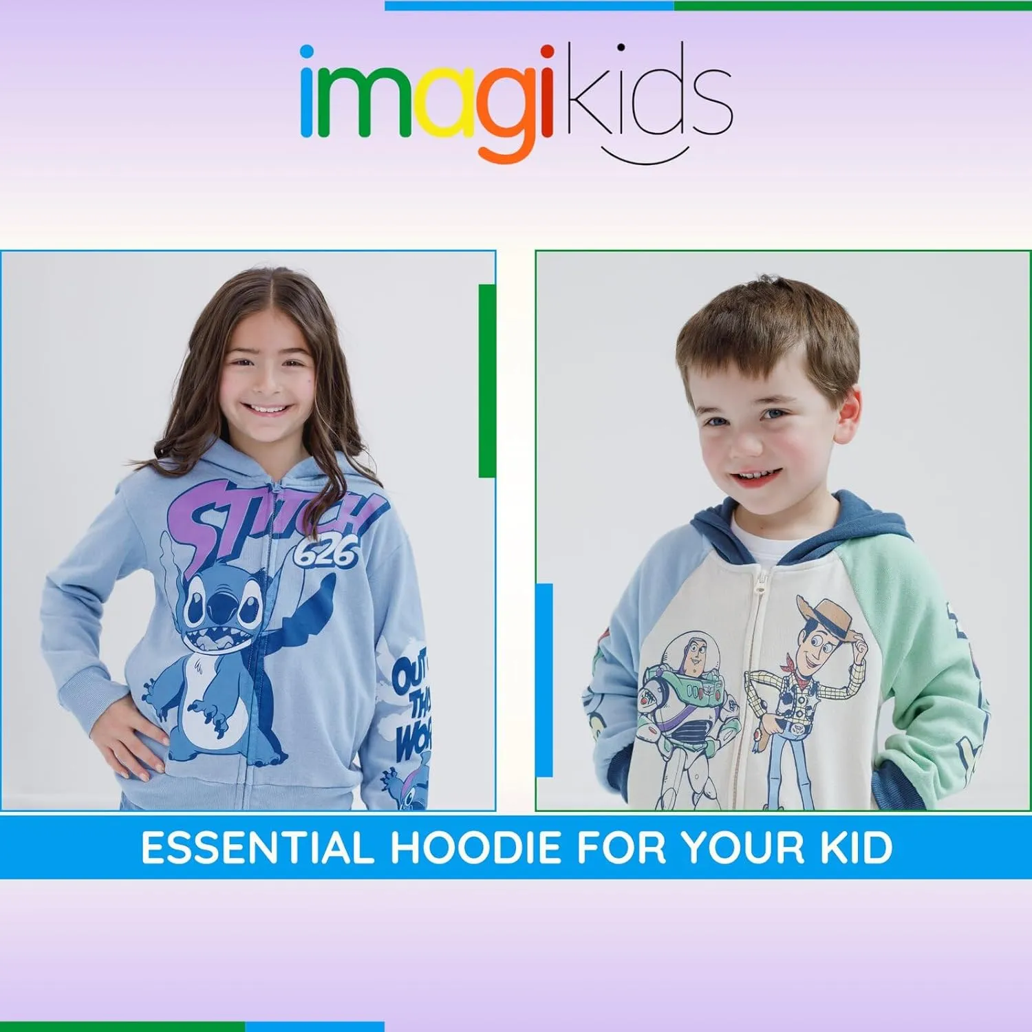 Disney Toy Story Mickey Mouse Lilo & Stitch Fleece Zip Up Hoodie Toddler to Big Kid Sizes (2T - 18-20)