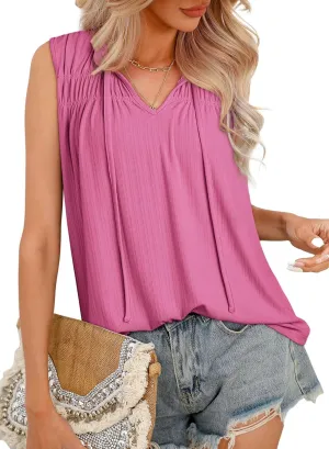 Dokotoo Womens Tank Top Sleeveless Shirts for Women Flowy V Neck Business Casual Outfits 2025 Loose Fit Summer Tops