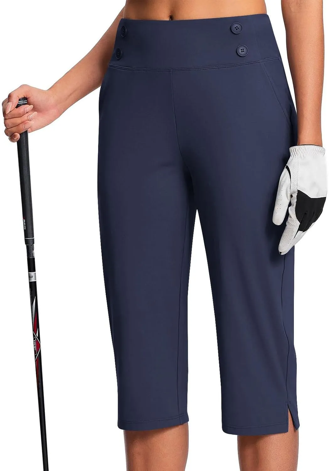 Dressy Capri Pants for Women High Waist Stretch Office Work Crop Pant Soft Dress Suit Pants Yoga Slacks with Pocket