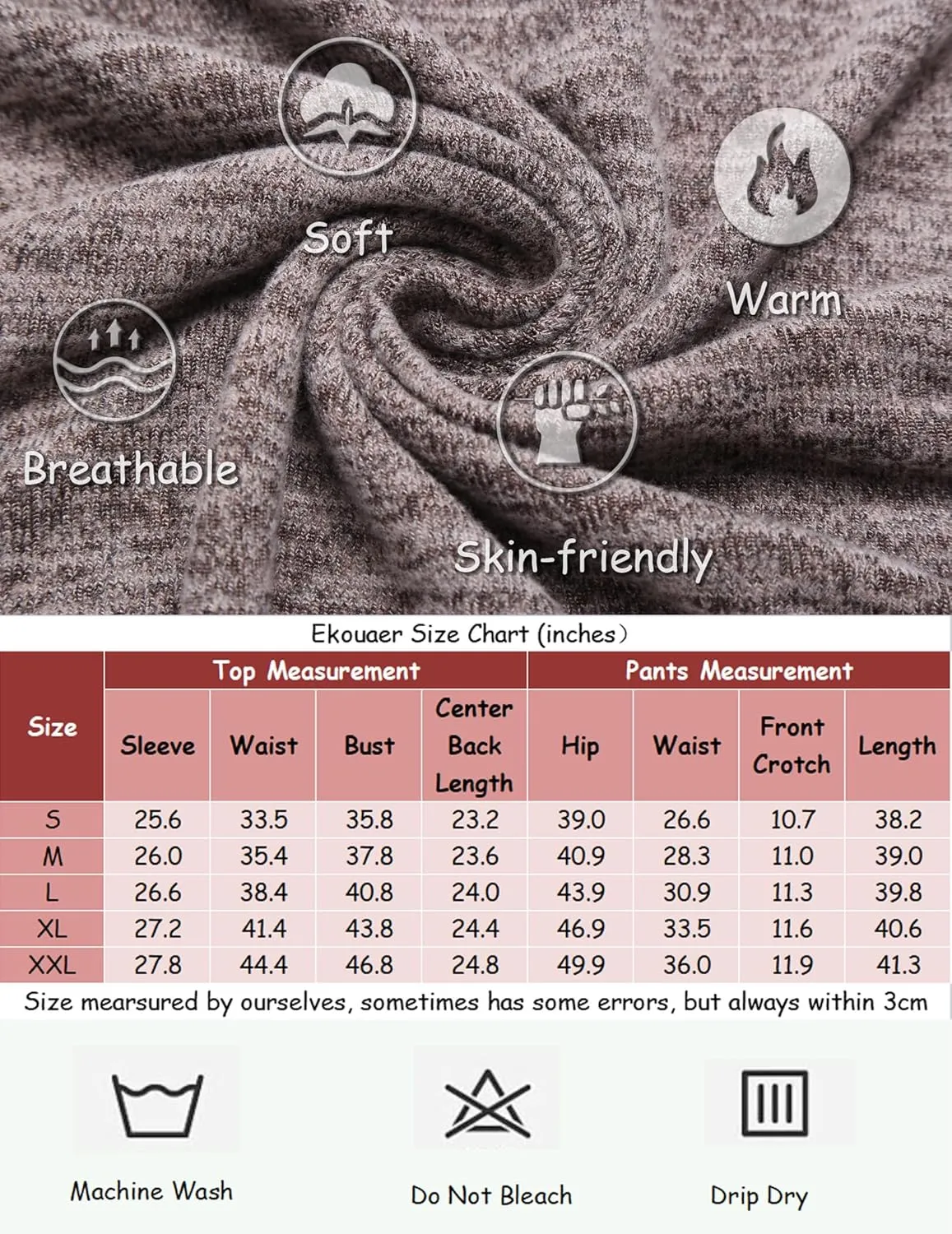 Ekouaer Womens Pajamas Set Long Sleeve Loungewear Soft Lounge Set Joggers with Pockets