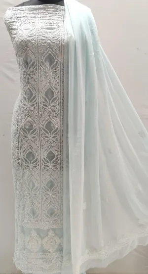 Elegant Light Blue Grey Enchanting Chikankari Symphony Suits