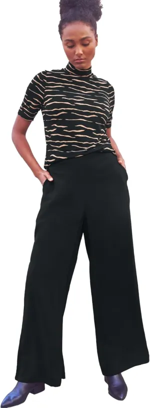 ellos Plus Size Wide-Leg Soft Pants with Back Elastic