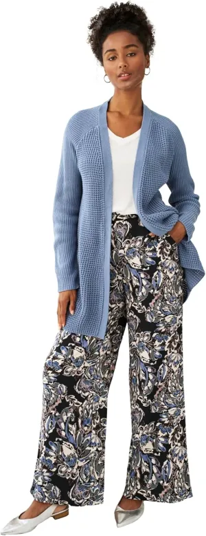 ellos Plus Size Wide-Leg Soft Pants with Back Elastic