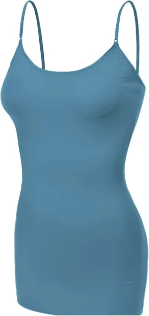 Emmalise Women's Basic Casual Long Camisole Adjustable Strap Cami Layering Top