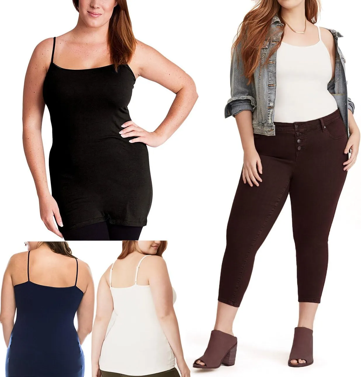 Emmalise Women's Basic Casual Long Camisole Adjustable Strap Cami Layering Top