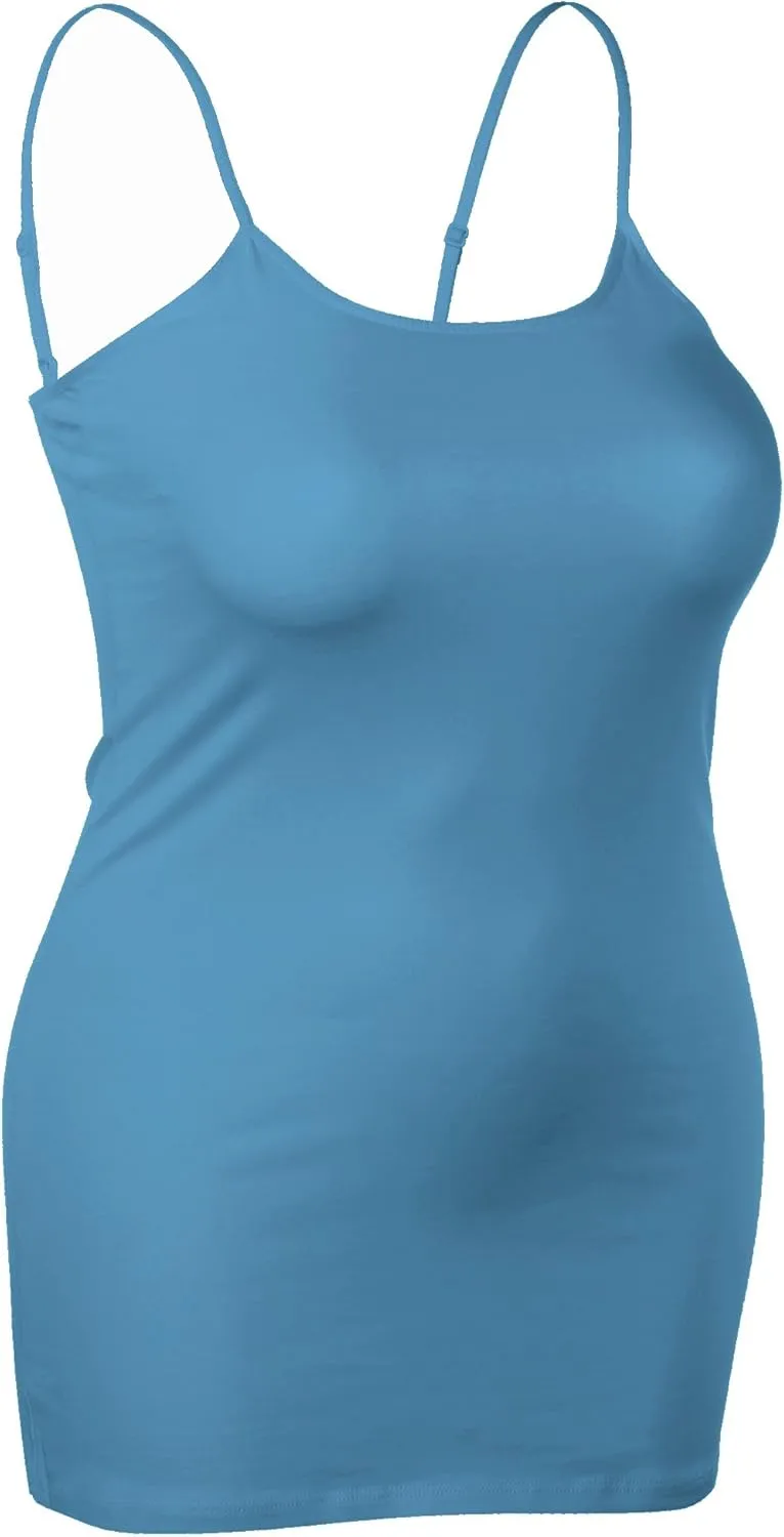 Emmalise Women's Basic Casual Long Camisole Adjustable Strap Cami Layering Top