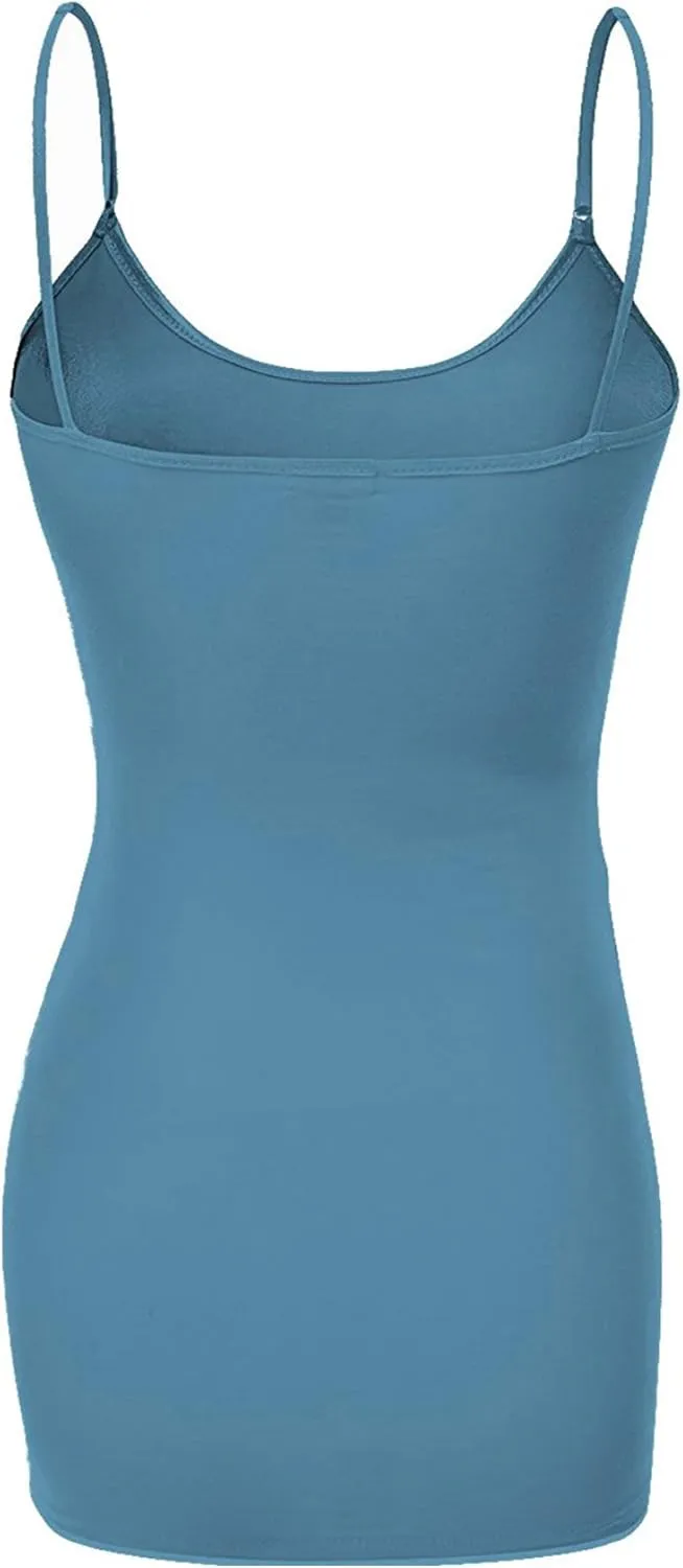 Emmalise Women's Basic Casual Long Camisole Adjustable Strap Cami Layering Top