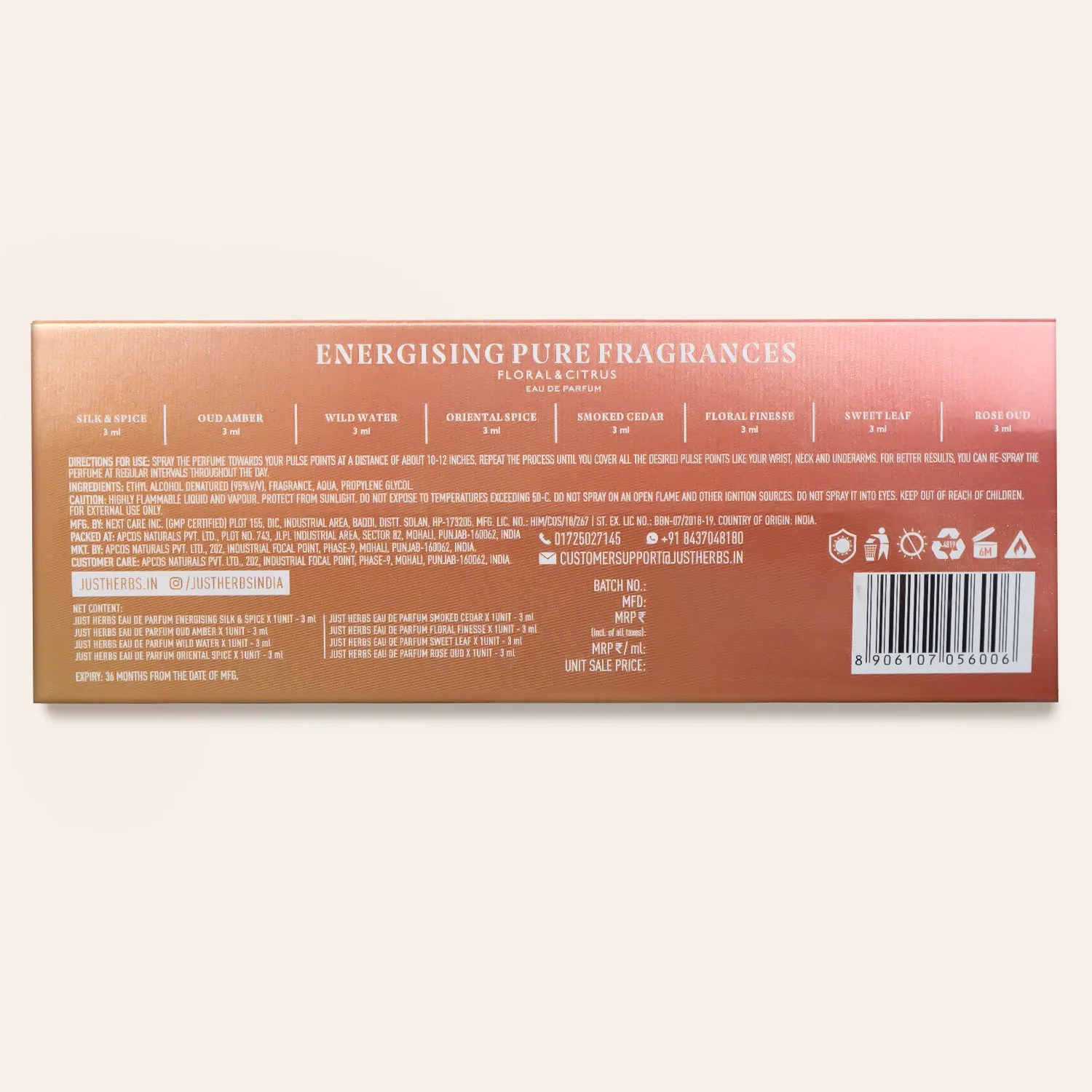 Energising Pure Fragrances Floral & Citrus Set of 8