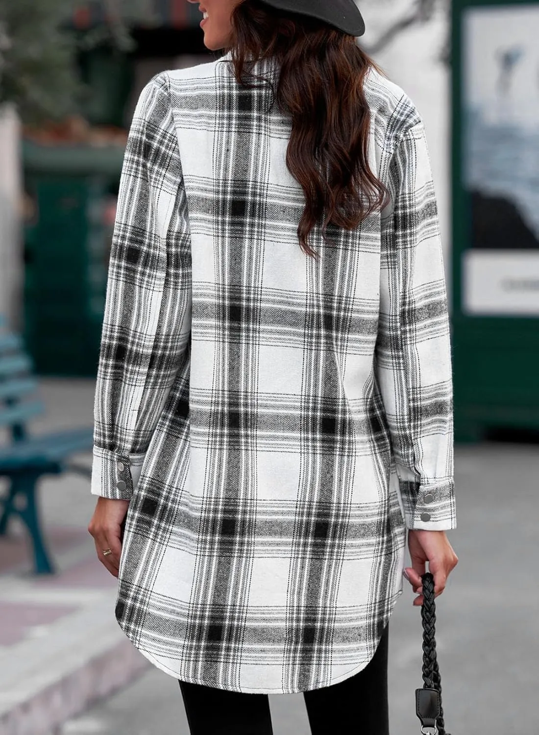 EVALESS Color Block Plaid Shacket Jacket Womens Fall Clothes Fashion Outfits