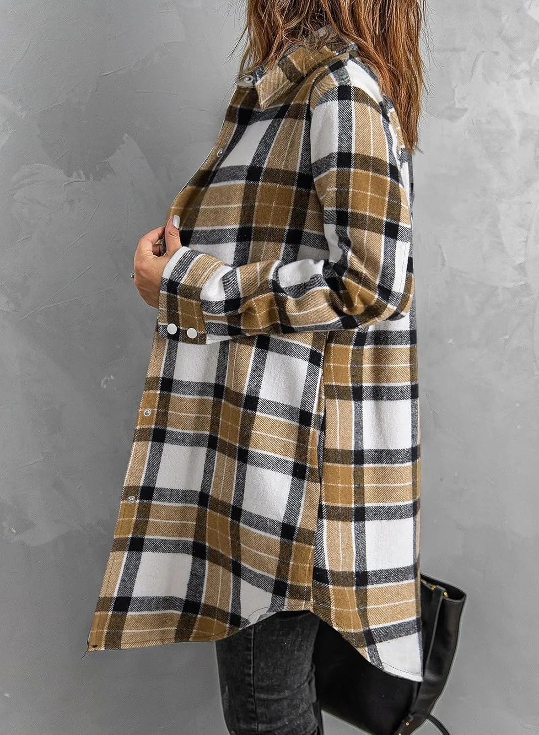 EVALESS Color Block Plaid Shacket Jacket Womens Fall Clothes Fashion Outfits