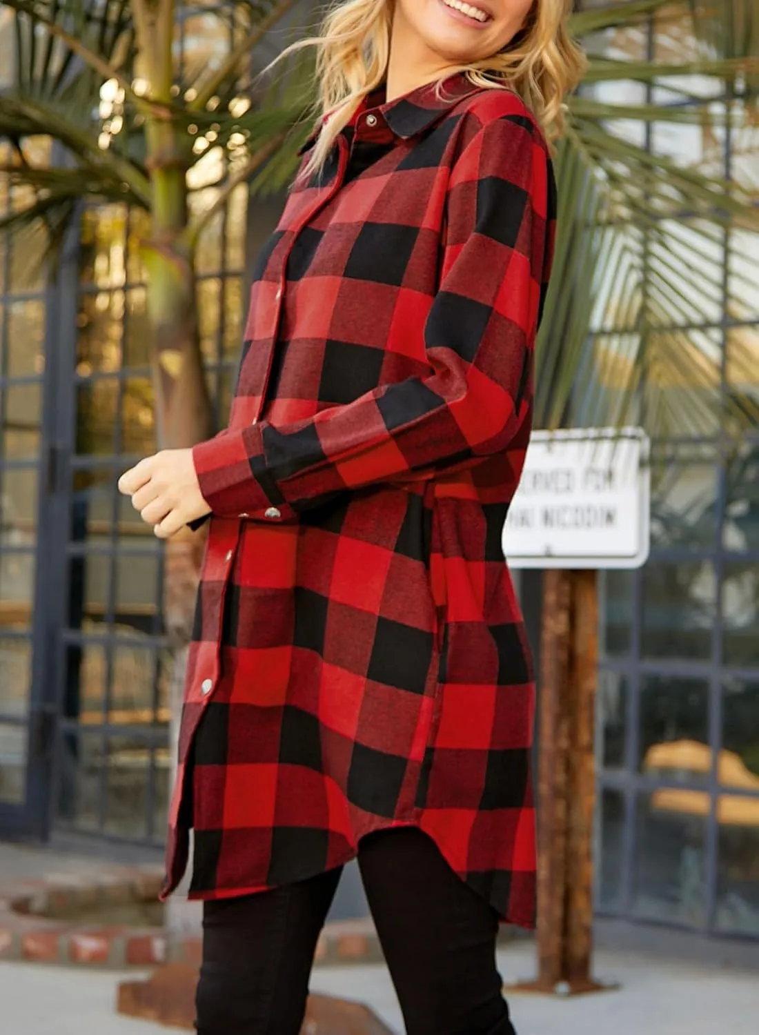 EVALESS Color Block Plaid Shacket Jacket Womens Fall Clothes Fashion Outfits
