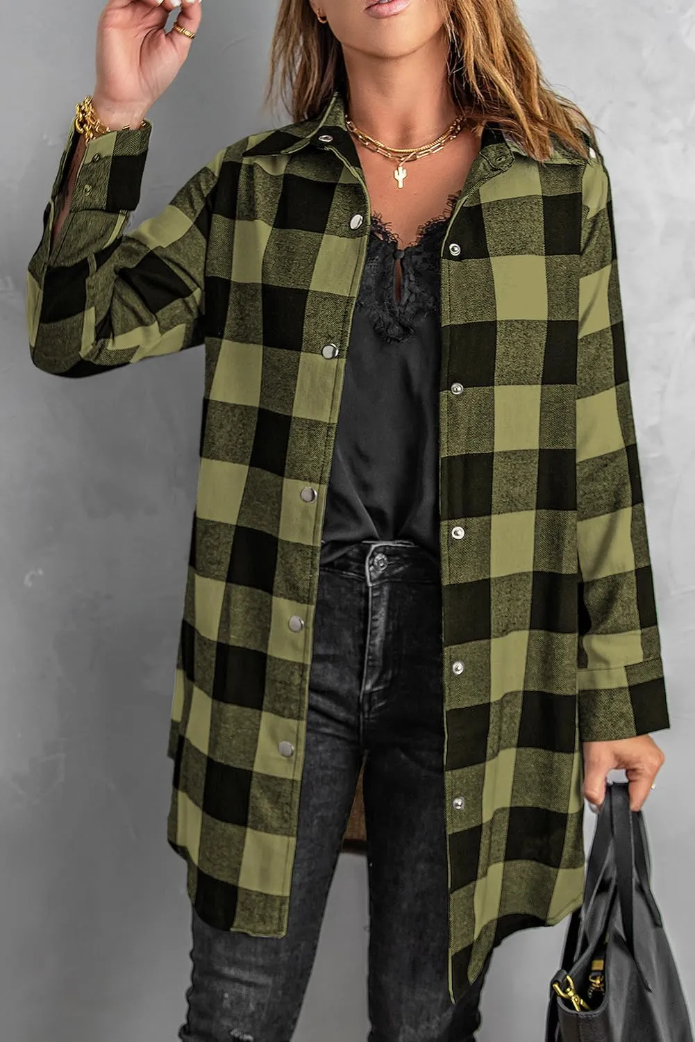 EVALESS Color Block Plaid Shacket Jacket Womens Fall Clothes Fashion Outfits