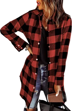 EVALESS Color Block Plaid Shacket Jacket Womens Fall Clothes Fashion Outfits