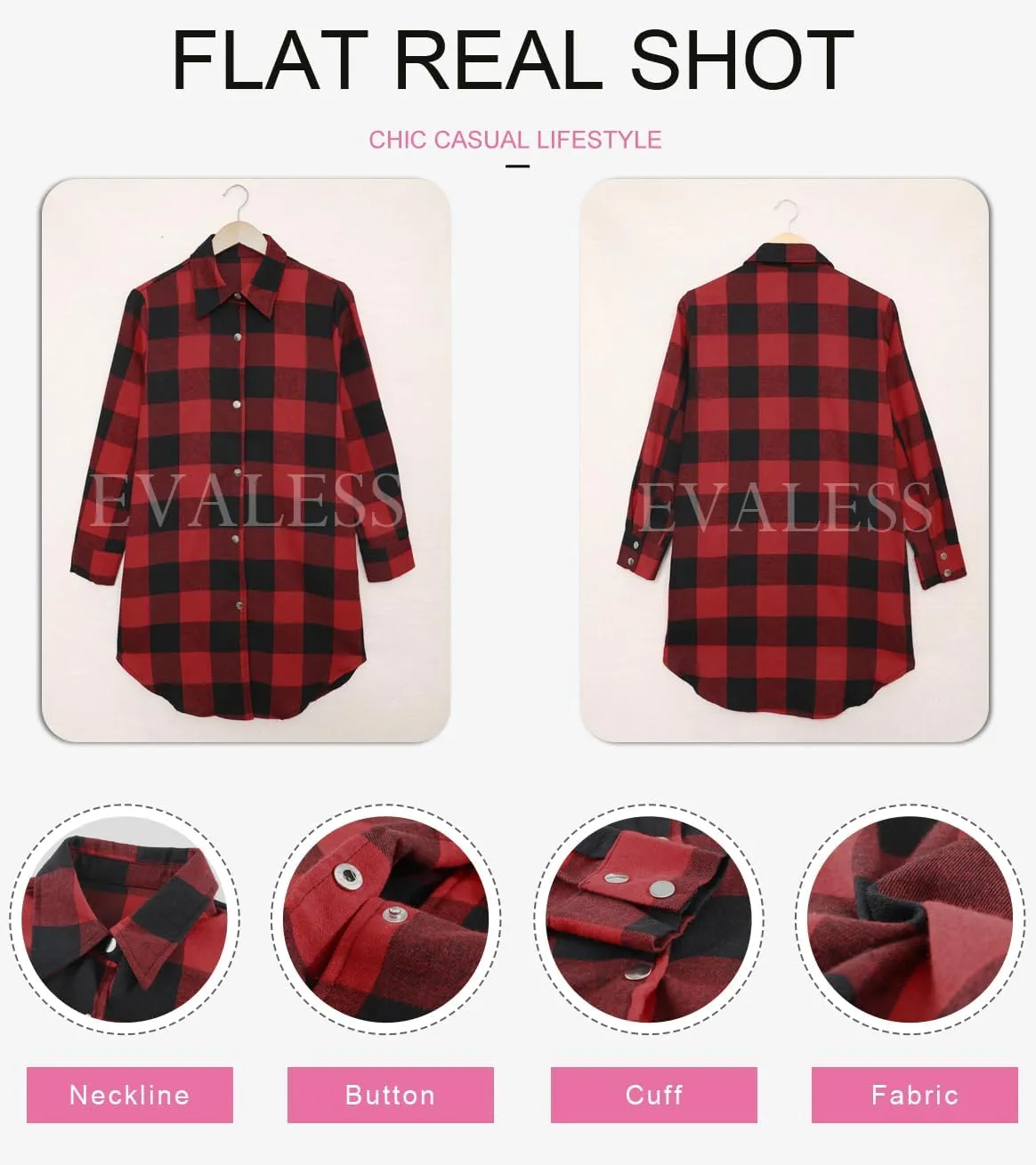 EVALESS Color Block Plaid Shacket Jacket Womens Fall Clothes Fashion Outfits