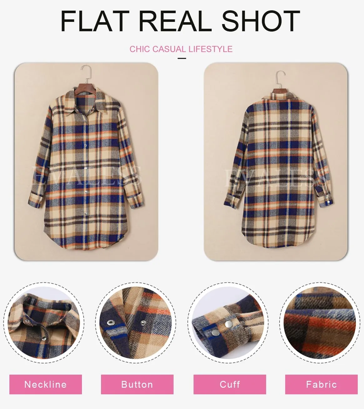 EVALESS Color Block Plaid Shacket Jacket Womens Fall Clothes Fashion Outfits