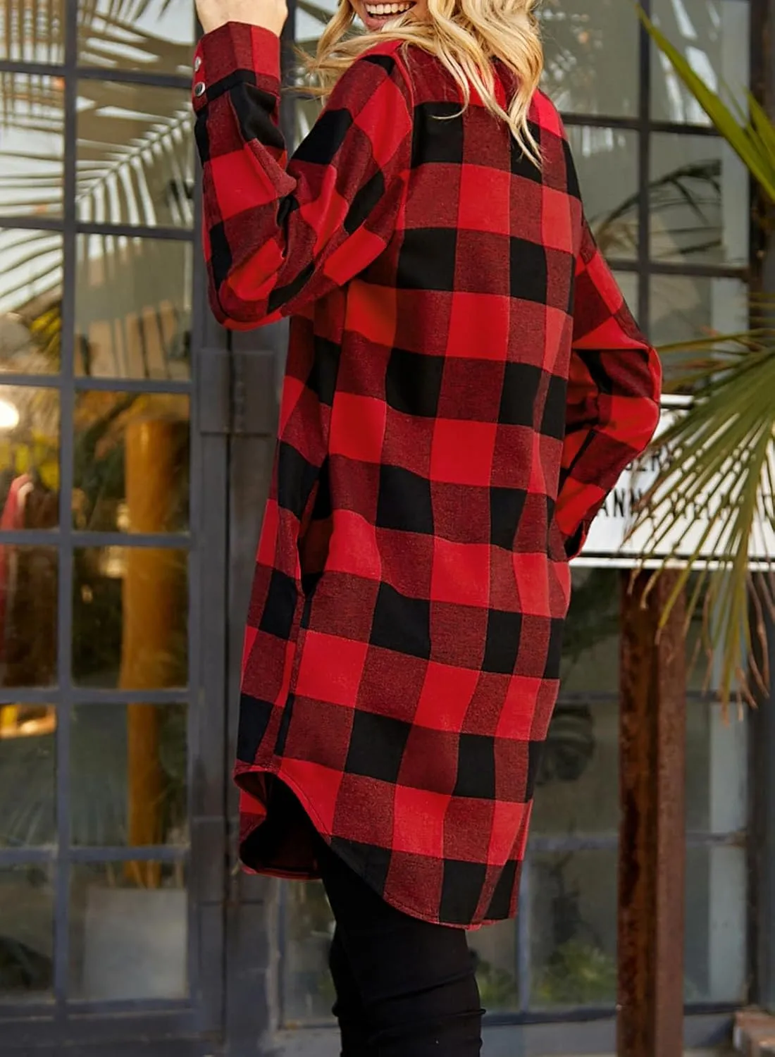 EVALESS Color Block Plaid Shacket Jacket Womens Fall Clothes Fashion Outfits