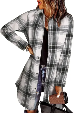 EVALESS Color Block Plaid Shacket Jacket Womens Fall Clothes Fashion Outfits