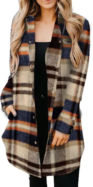 EVALESS Color Block Plaid Shacket Jacket Womens Fall Clothes Fashion Outfits