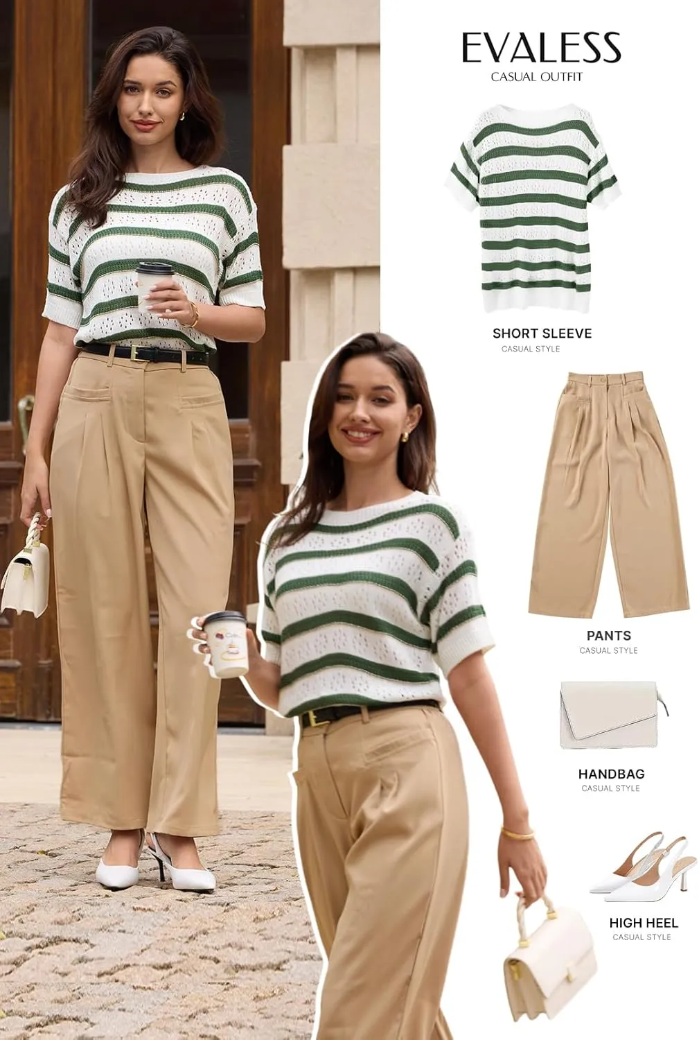EVALESS Womens Short Sleeve Sweater Casual Crewneck Knit Shirt Tops Spring Trendy Striped Color Block Crochet Sweaters
