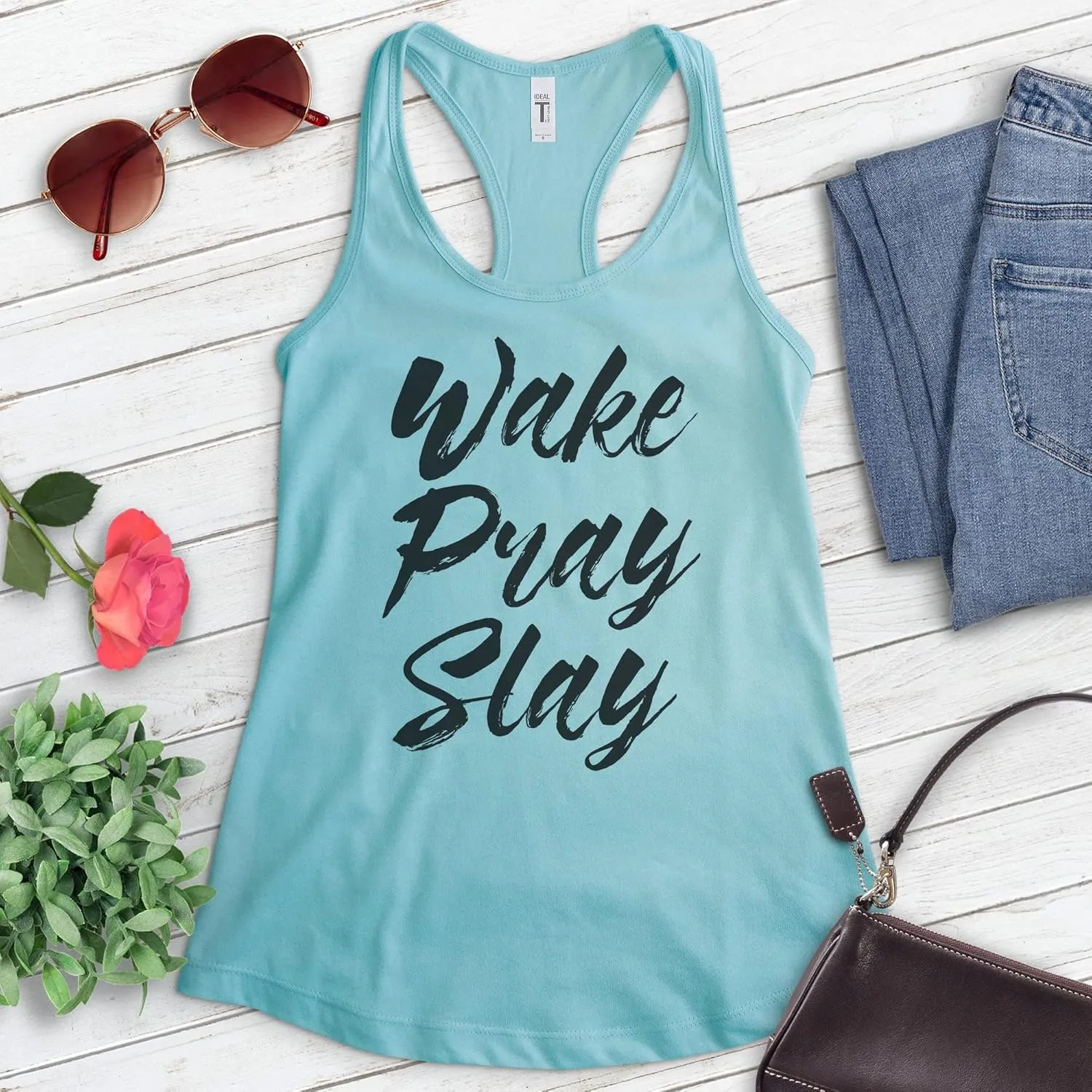 EVERTREE CLOTHING Wake Pray Slay Tank Top, Ladies Racerback Tank Top, Workout Tank, Gym Tank, Exercise Tank
