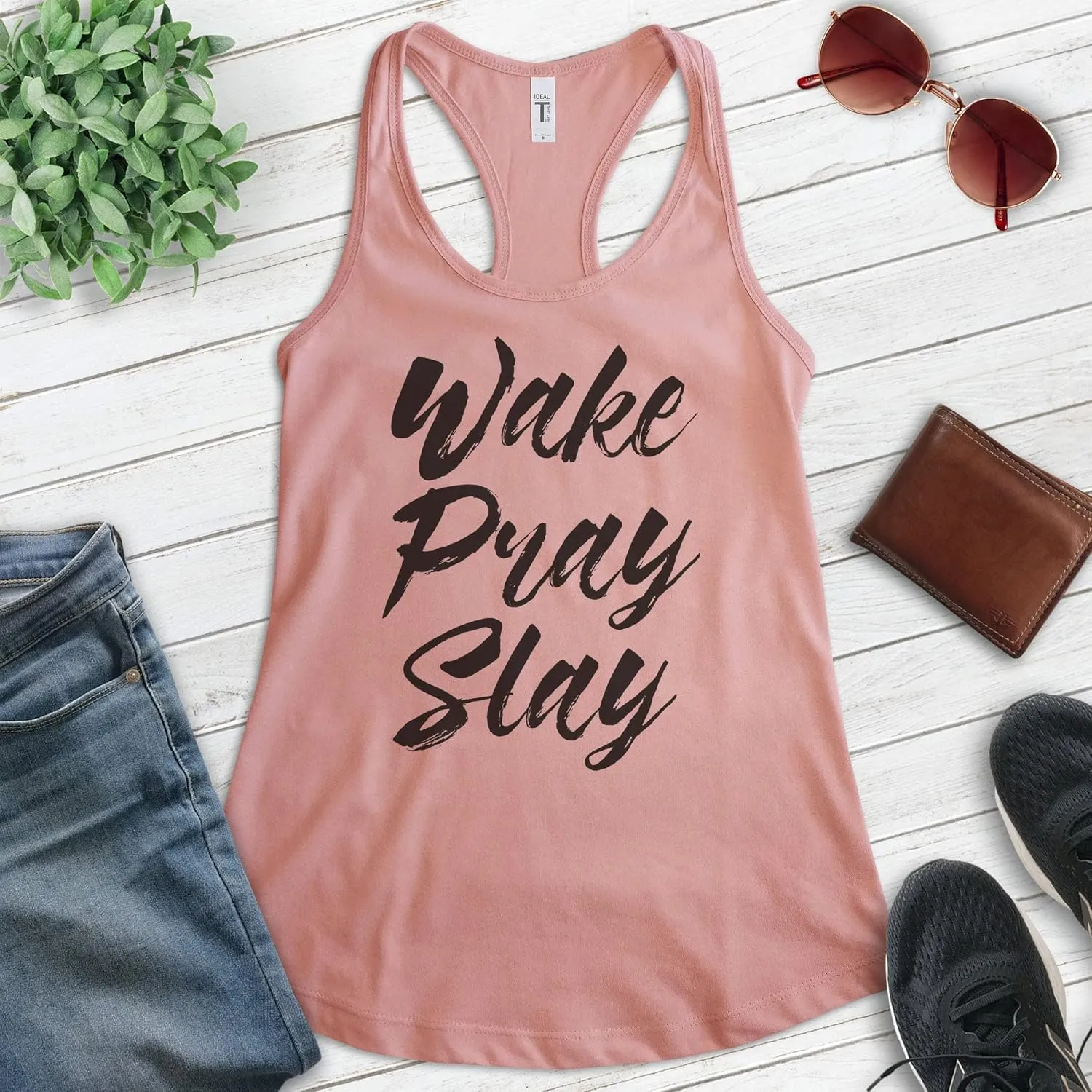 EVERTREE CLOTHING Wake Pray Slay Tank Top, Ladies Racerback Tank Top, Workout Tank, Gym Tank, Exercise Tank