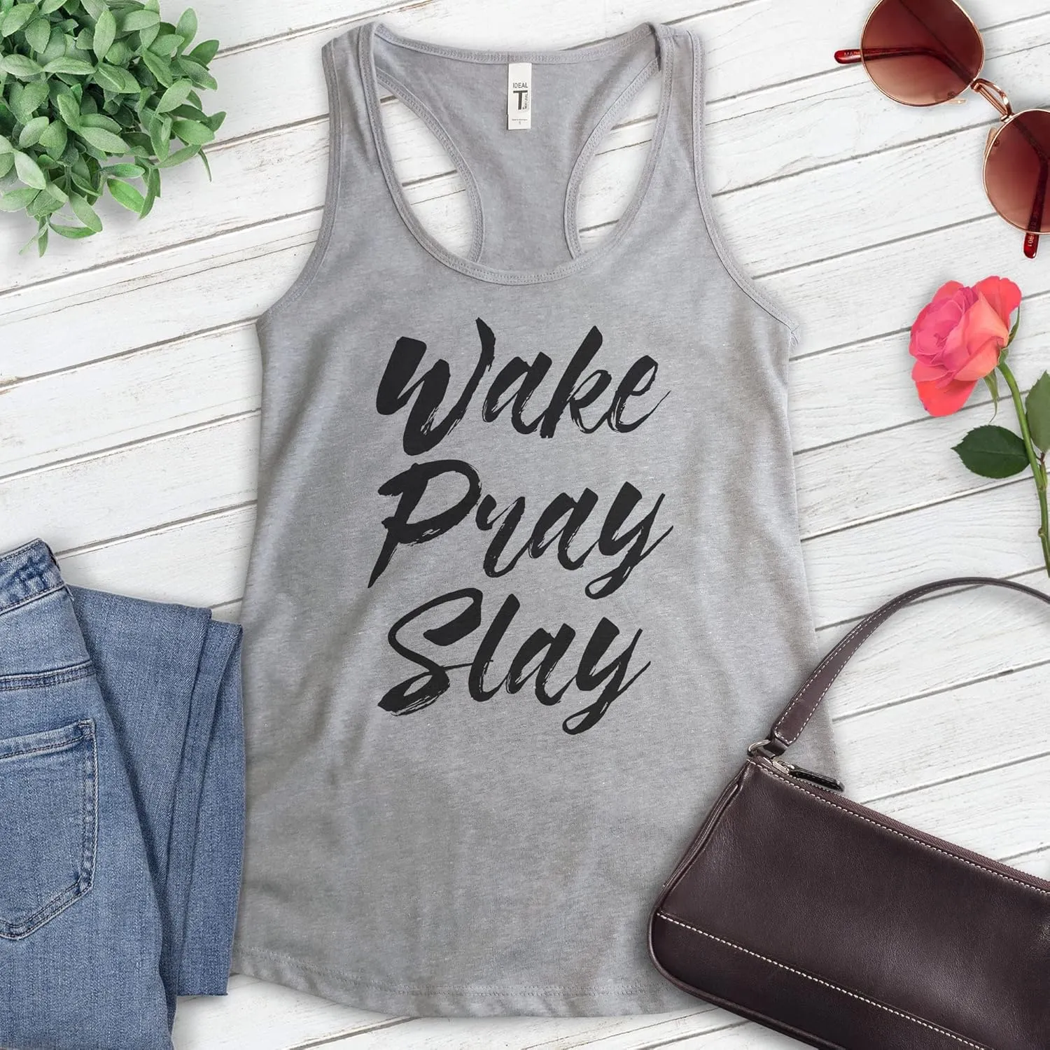 EVERTREE CLOTHING Wake Pray Slay Tank Top, Ladies Racerback Tank Top, Workout Tank, Gym Tank, Exercise Tank